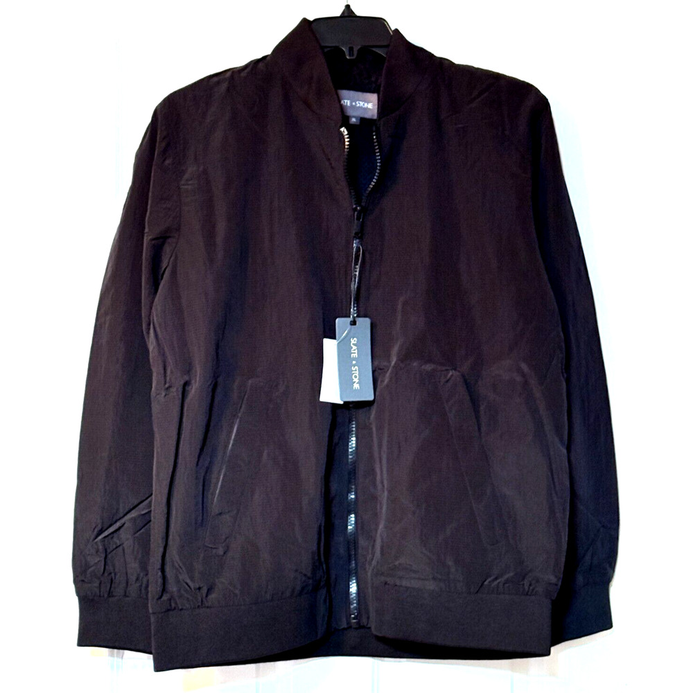 Slate and Stone Nylon Ripstop Bomber Jacket Black size XL Full Zip Brand New